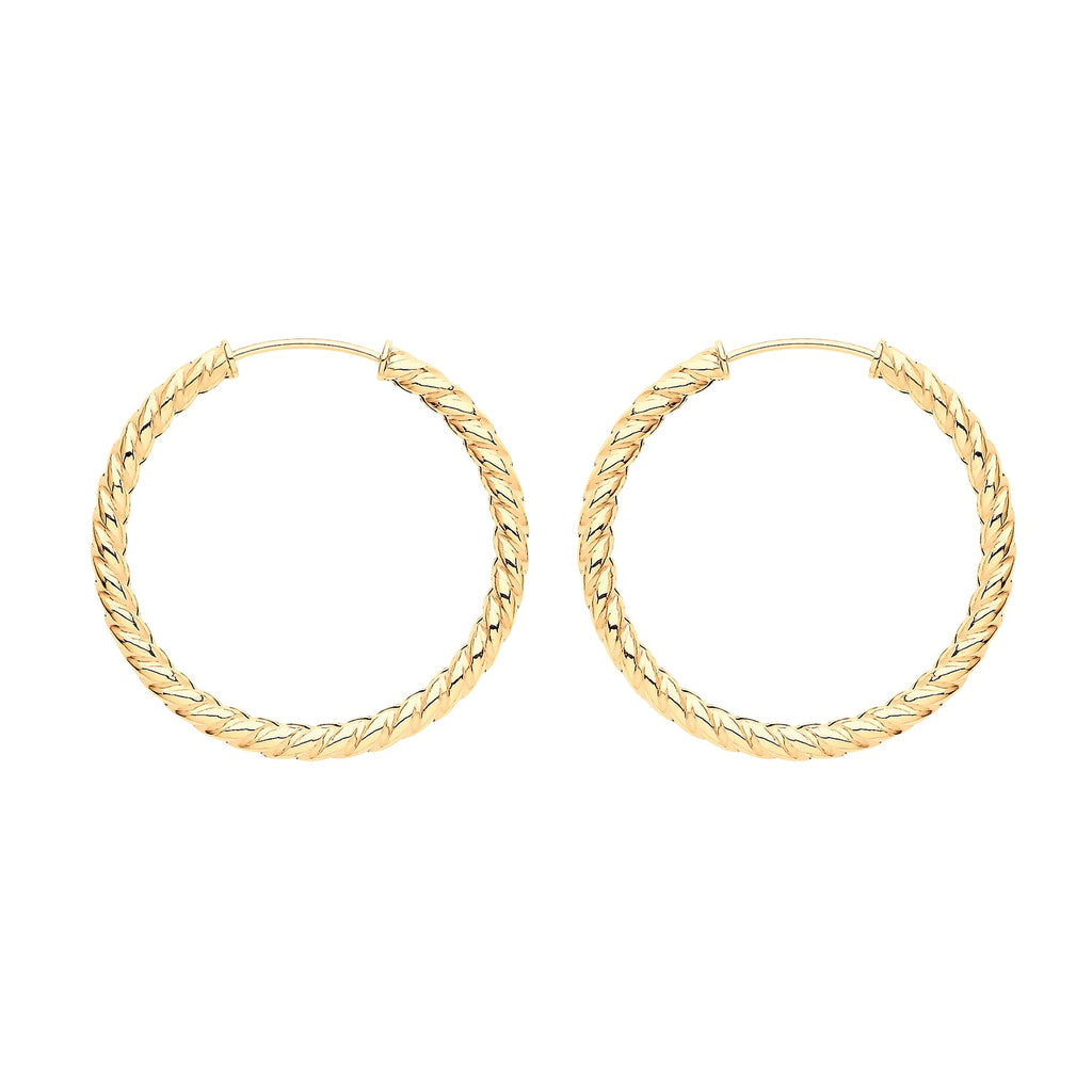 9ct Yellow Gold Twisted Sleepers Earrings 20 MM - NiaYou Jewellery