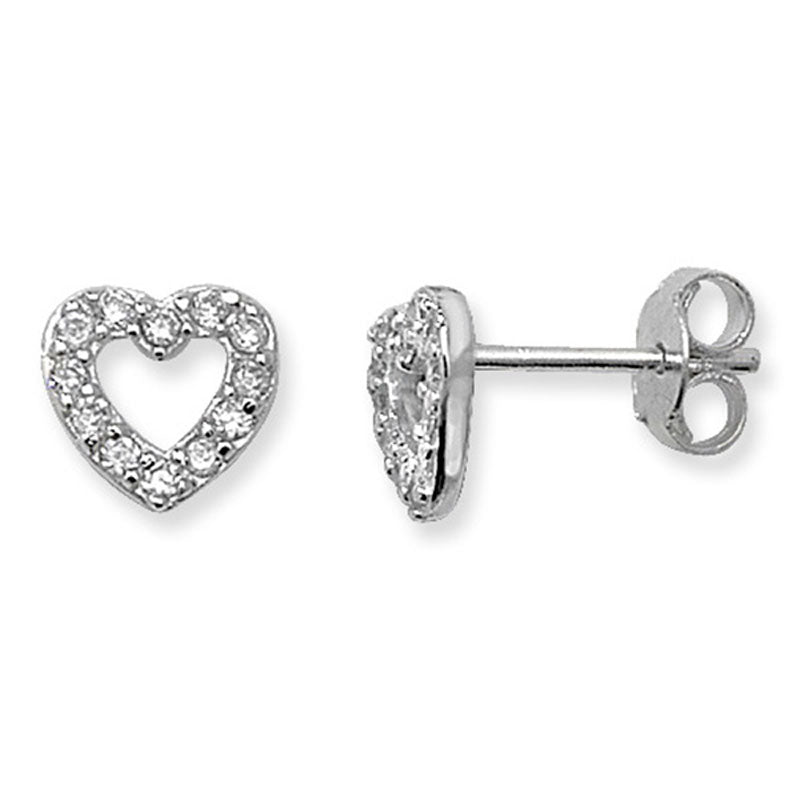Open Heart Silver 925 Stud Earrings - NiaYou Jewellery