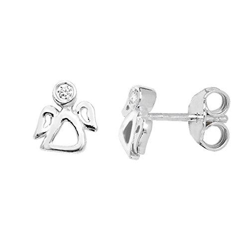 Silver 925 Cubic Zirconia Small Angel Stud Earrings - NiaYou Jewellery