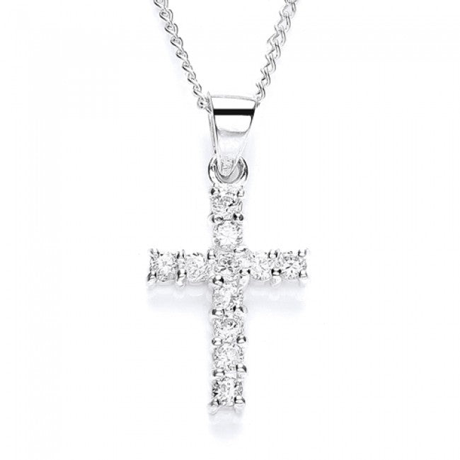Silver 925 CZ Small Cross Pendant with Chain 46 cm - NiaYou Jewellery