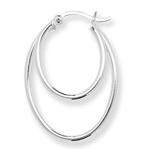 Silver 925 Double Oval Hoop Earrings - NiaYou Jewellery