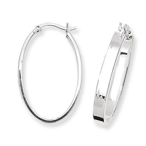 Silver 925 Flat Oval Hoop Earrings - NiaYou Jewellery