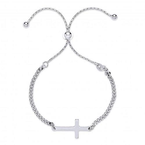 Silver 925 Friendship Bracelet with Cross Sideways - NiaYou Jewellery
