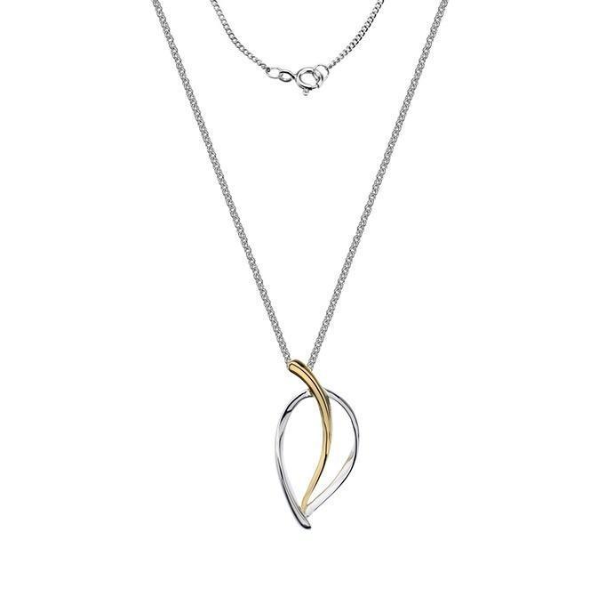 Silver 925 Gold Plated Abstract Leaf Pendant Necklace - NiaYou Jewellery