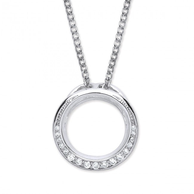 Silver 925 Half Cubic Zirconia Graduated Circle Pendant - NiaYou Jewellery