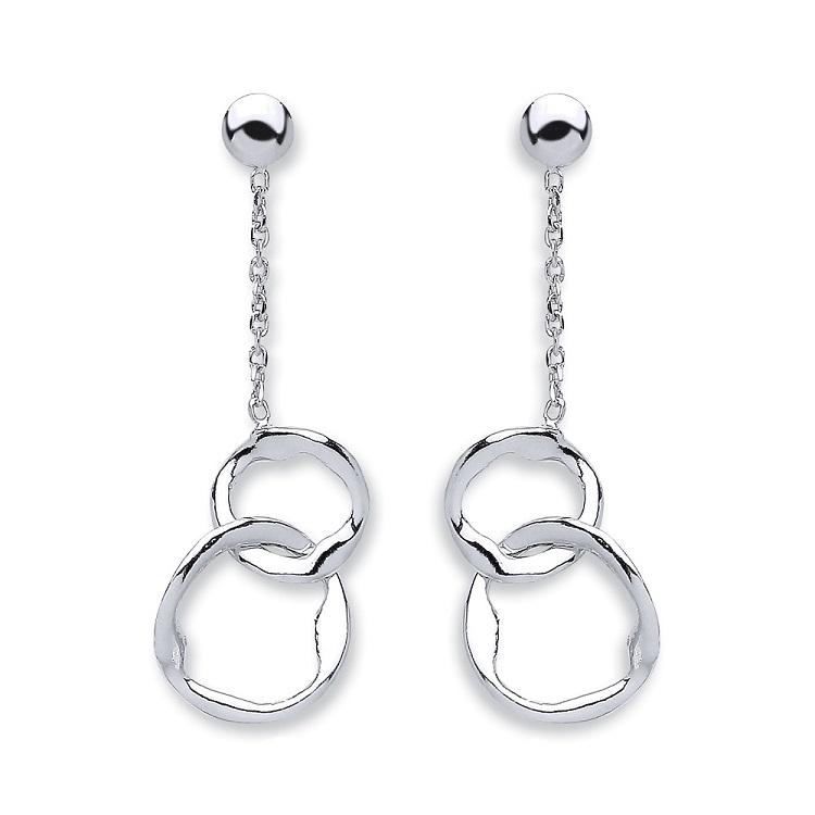 Silver 925 Interlocking Circle Drop Earrings - NiaYou Jewellery
