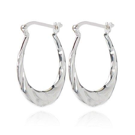 Silver 925 Oval Creole Twist Earrings - NiaYou Jewellery