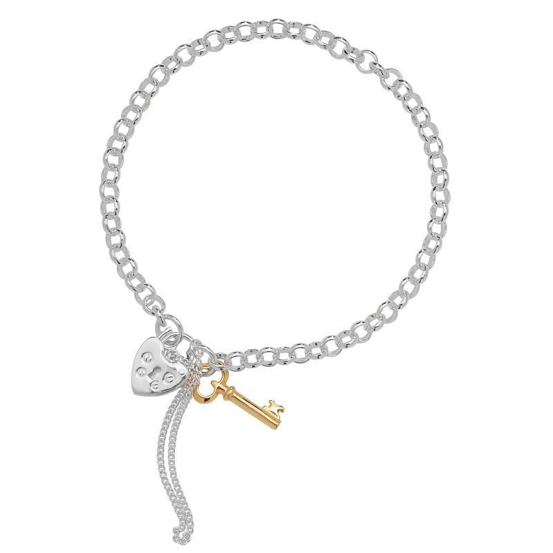 Silver 925 Padlock and Key Charm Bracelet - NiaYou Jewellery