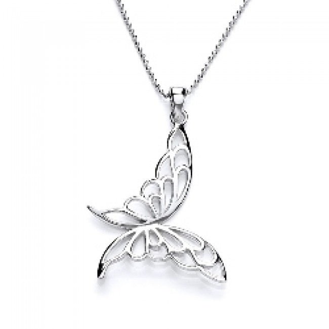 Silver 925 Rhodium Plated Butterfly Pendant Necklace - NiaYou Jewellery