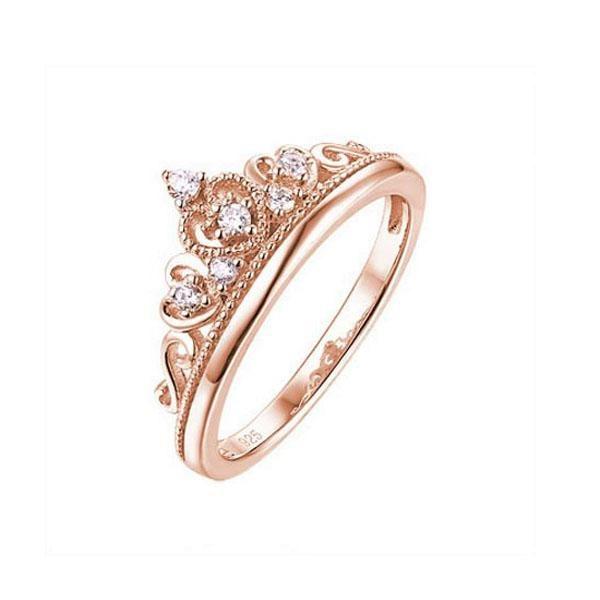 Silver 925 Rose Gold Plated Cubic Zirconia Tiara Ring - NiaYou Jewellery
