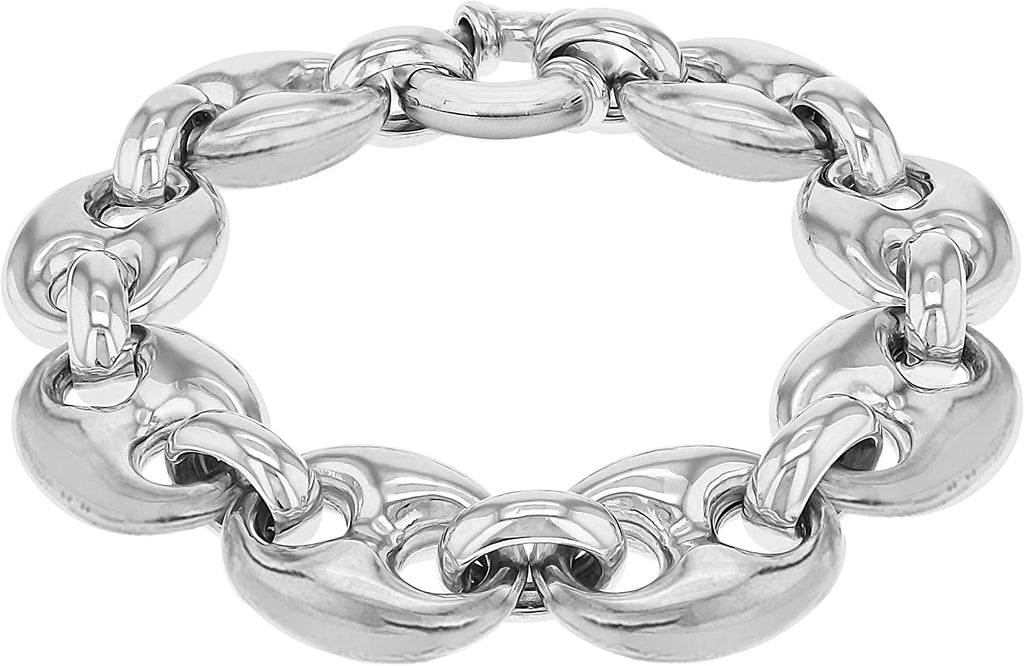 Silver Sterling Silver Rhodium Plated Coffe Bean Bracelet - NiaYou Jewellery