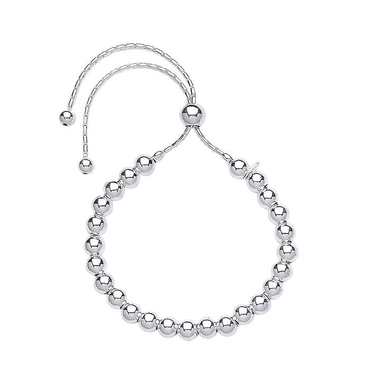 Sterling Silver 925 Ball Friendship Adjustable Bracelet - NiaYou Jewellery