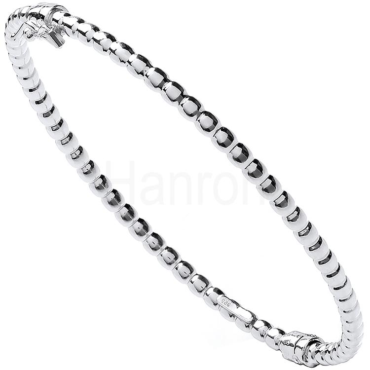 Sterling Silver 925 Bead Ladies Hinged Bangle - NiaYou Jewellery