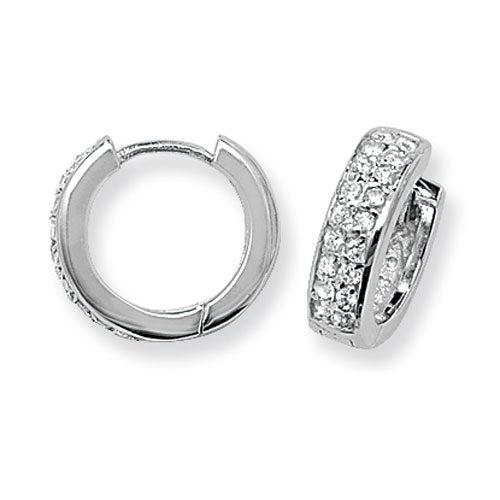 Sterling Silver 925 CZ Channel Set Double Row Huggie Hoop Earrings - NiaYou Jewellery