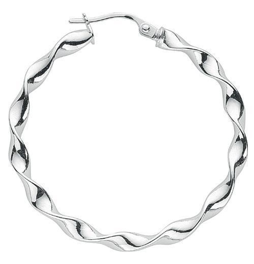 Sterling Silver 925 Twist Hoop Earrings 60 mm - NiaYou Jewellery