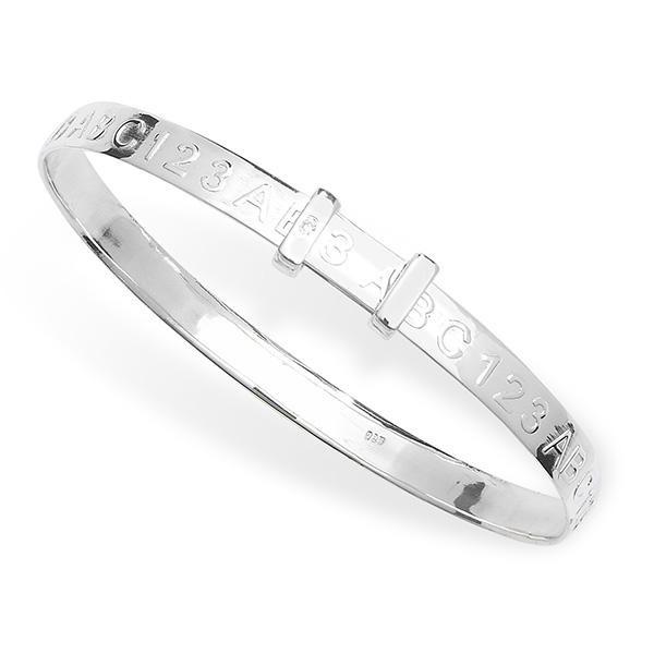 Sterling Silver ABC 123 Expandable Baby Bangle - NiaYou Jewellery
