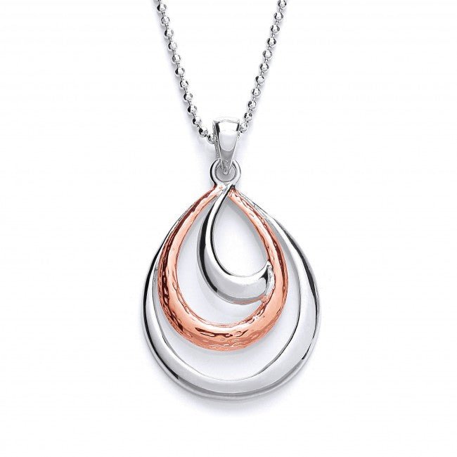 Sterling Silver and Rose Gold Three Oval Entwined Pendant - NiaYou Jewellery