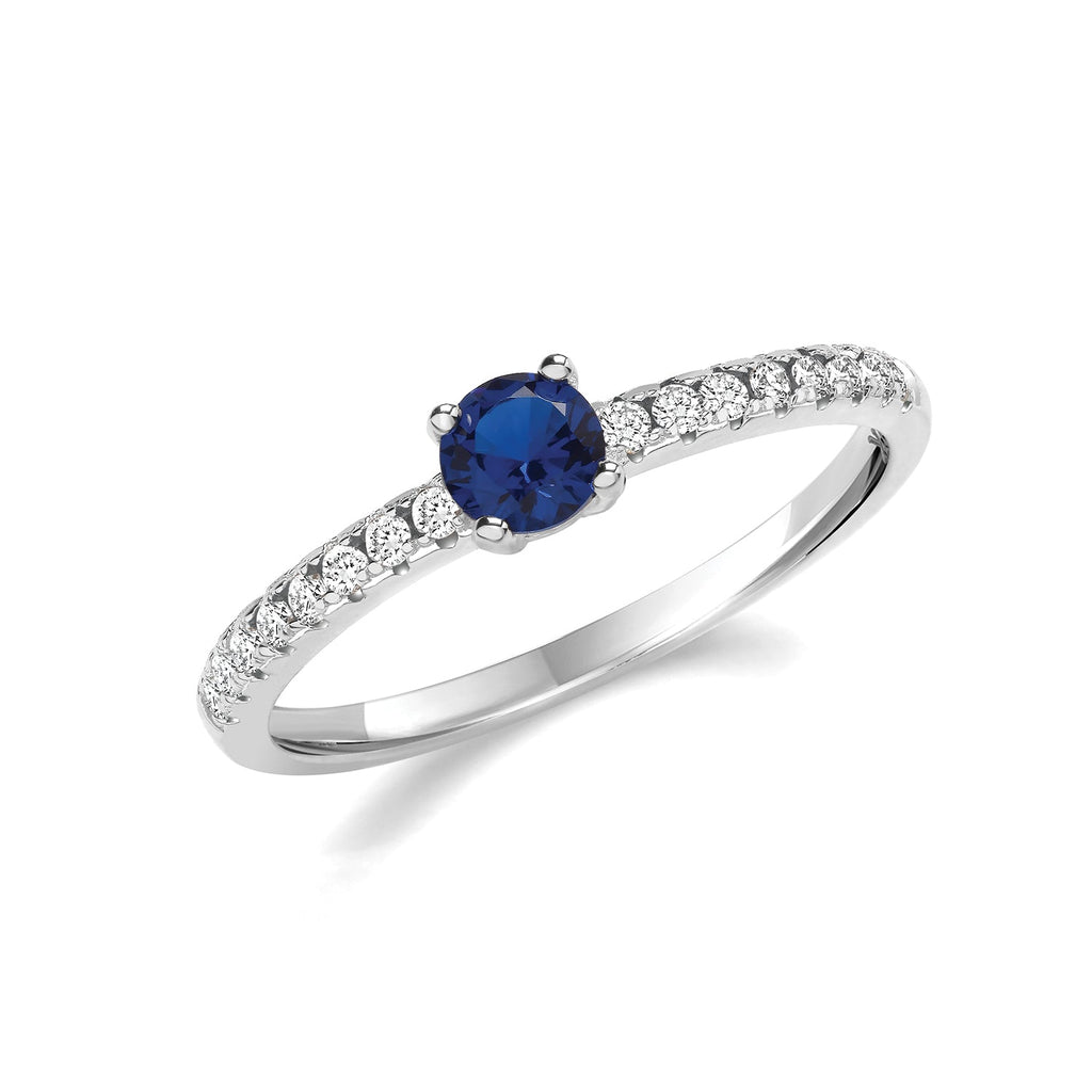 Sterling Silver Blue Cubic Zirconia Solitaire Ring - NiaYou Jewellery
