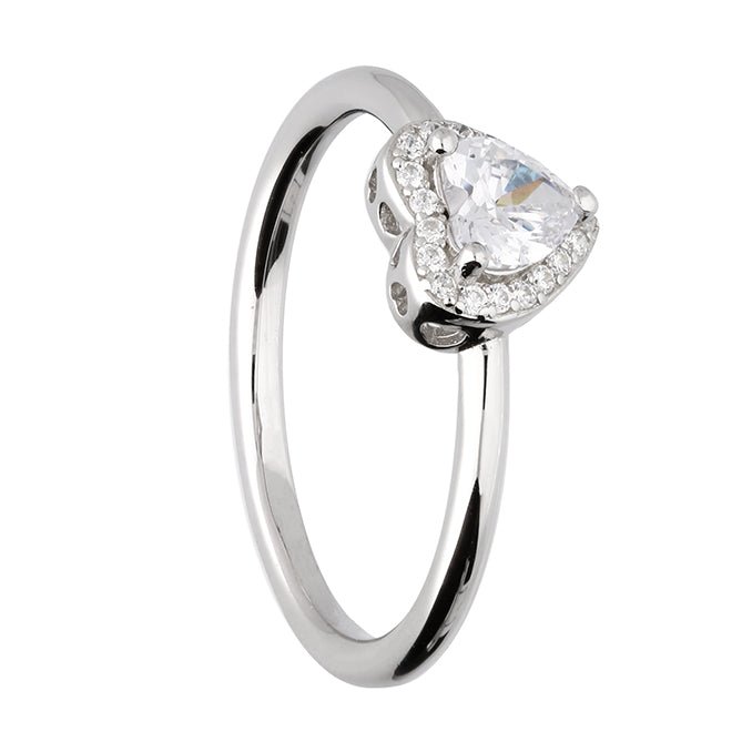 Sterling Silver Cubic Zirconia Heart Ring - NiaYou Jewellery