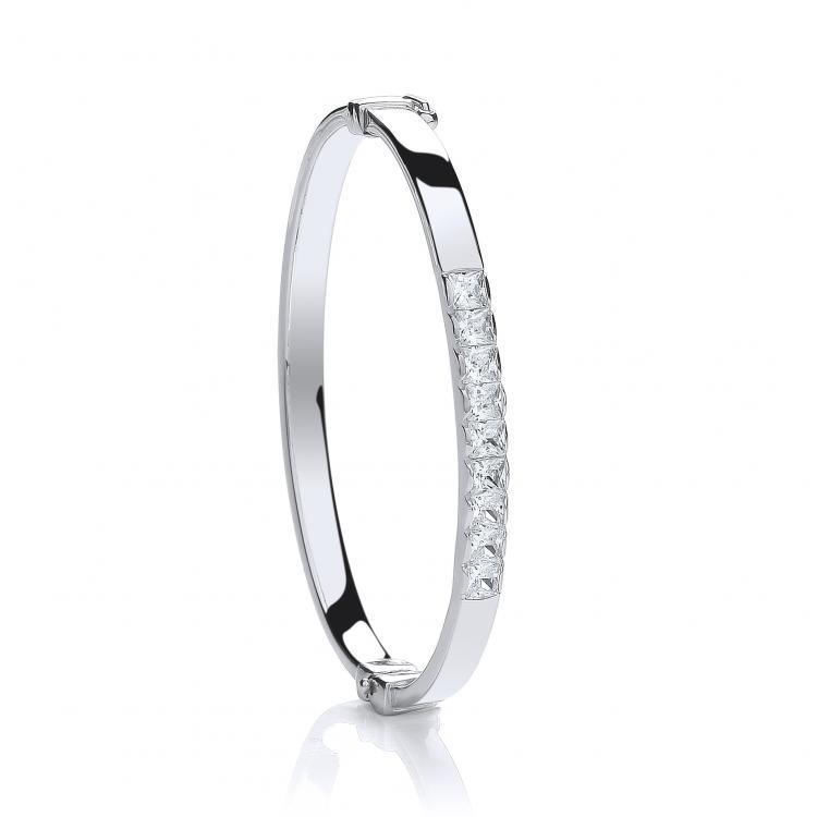 Sterling Silver Cubic Zirconia Hinged Baby Bangle - NiaYou Jewellery