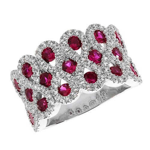 Sterling Silver Cubic Zirconia Red Garnet Band Ring - NiaYou Jewellery