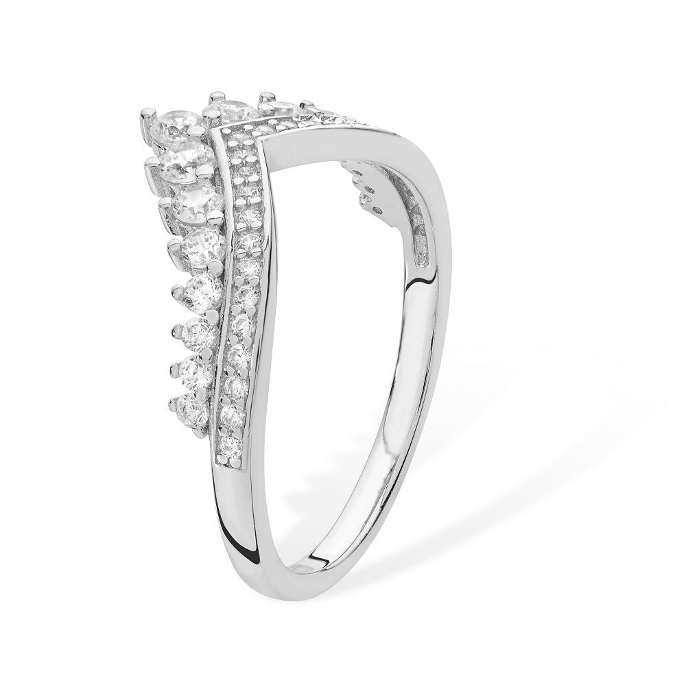 Sterling Silver Cubic Zirconia Wishbone Ring - NiaYou Jewellery