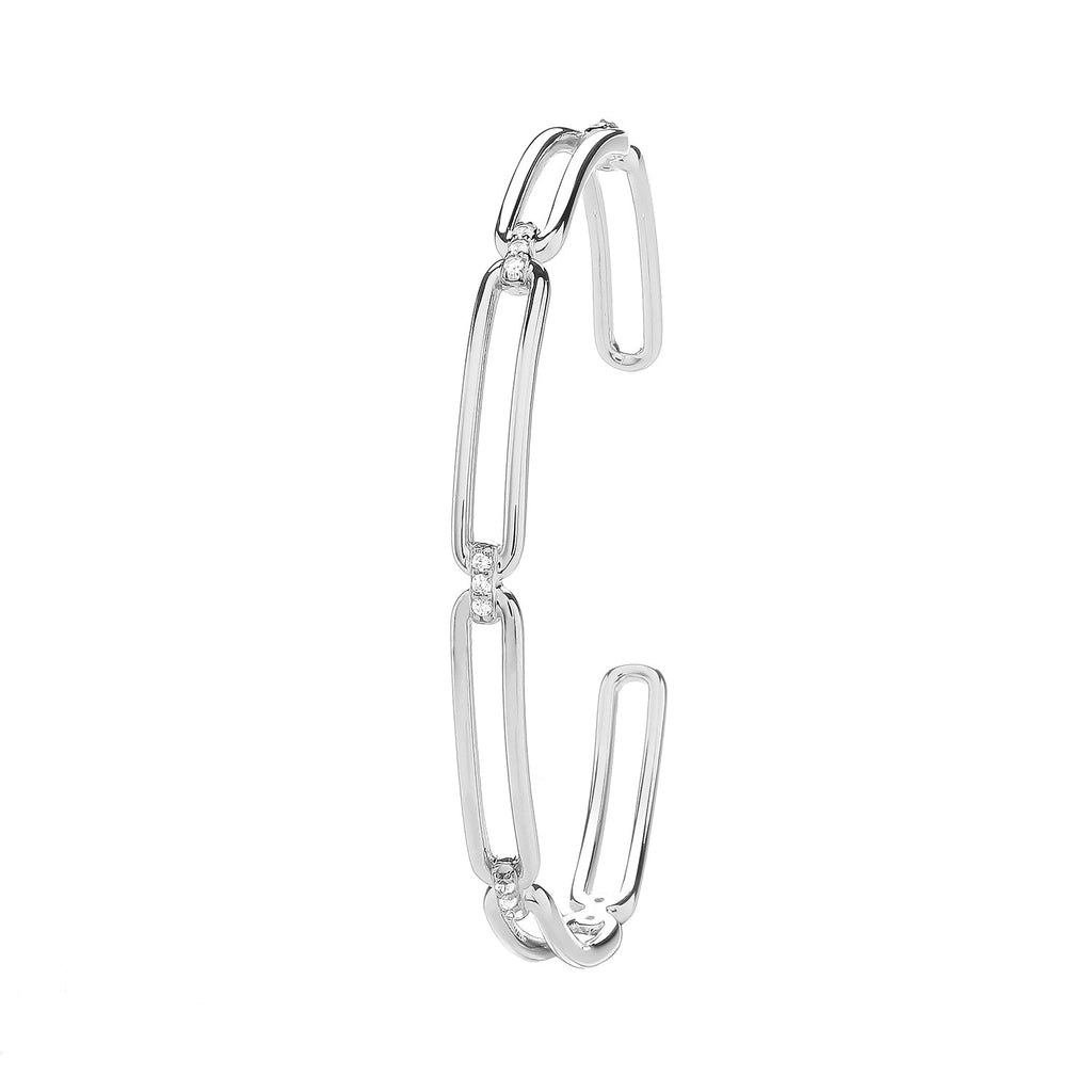 Sterling Silver CZ Paperclip Ladies Bangle - NiaYou Jewellery