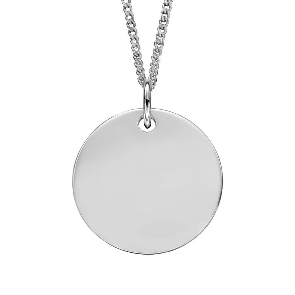 Sterling Silver Engravable Disc Pendant - Free Engraving - NiaYou Jewellery