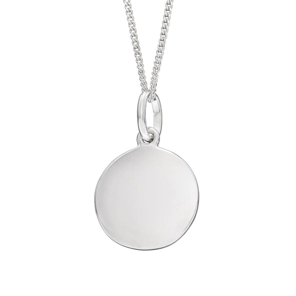 Sterling Silver Engravable Disc Pendant - Free Engraving - NiaYou Jewellery