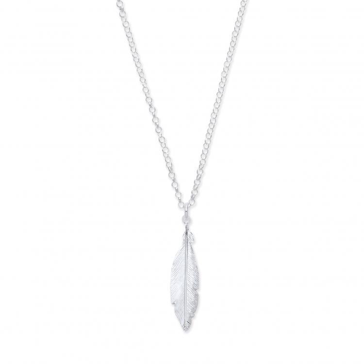 Sterling Silver Feather Pendant Necklace - NiaYou Jewellery
