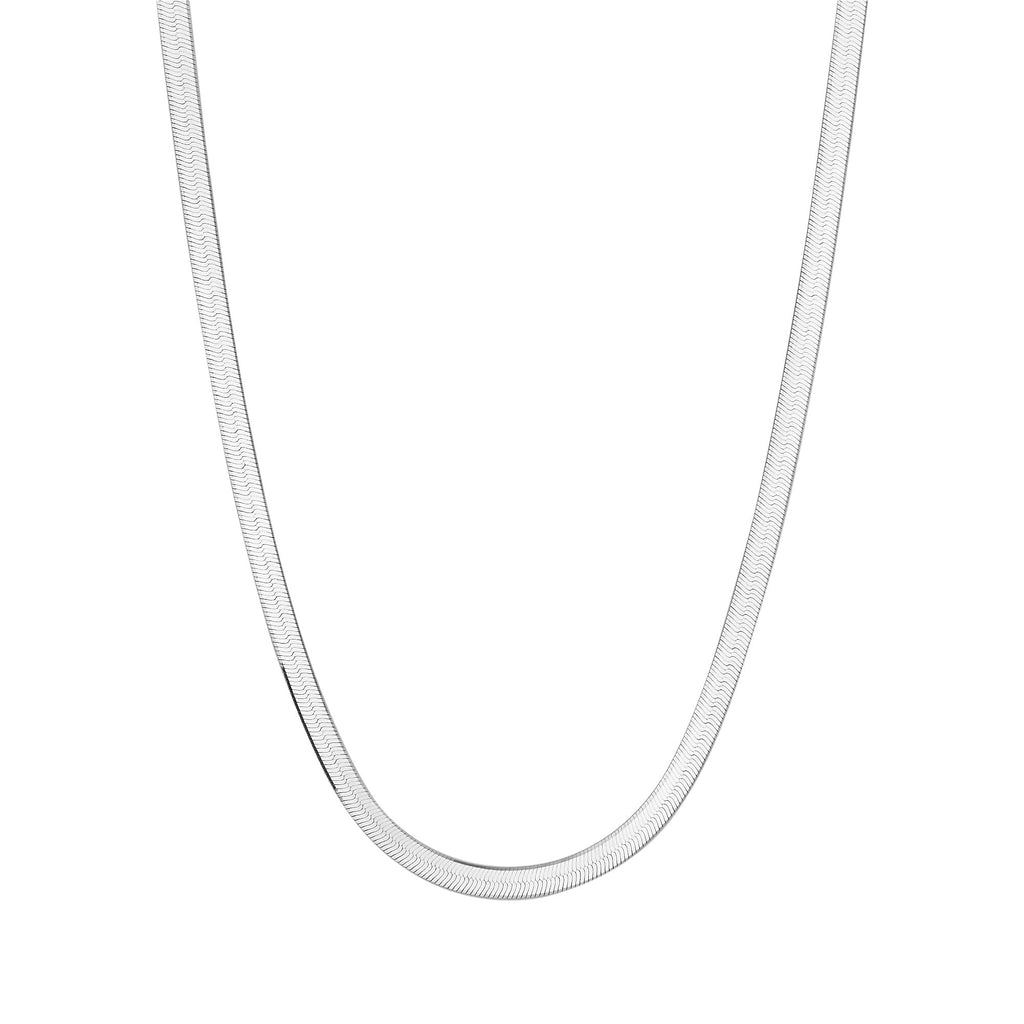 Sterling Silver Herringbone Flat Snake Necklace 41cm - 46cm - NiaYou Jewellery