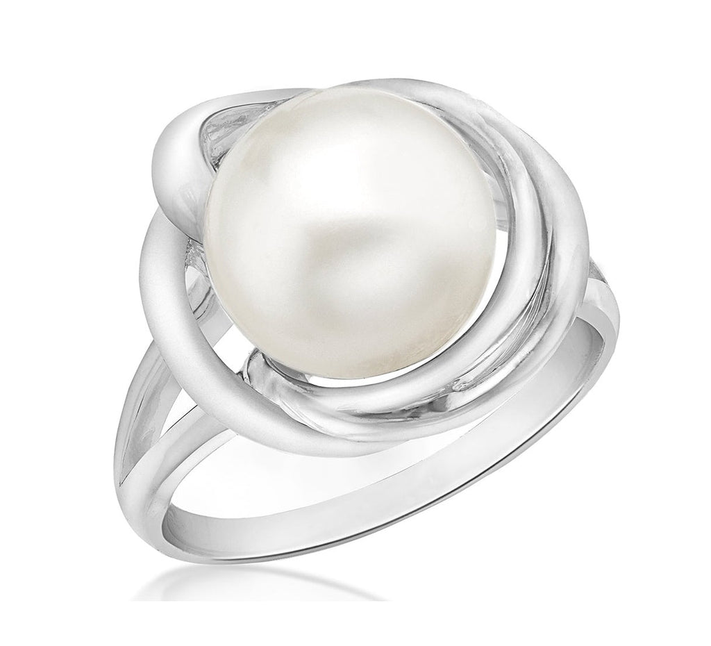 Sterling Silver Knot Swirl Ring with Pearl - NiaYou Jewellery