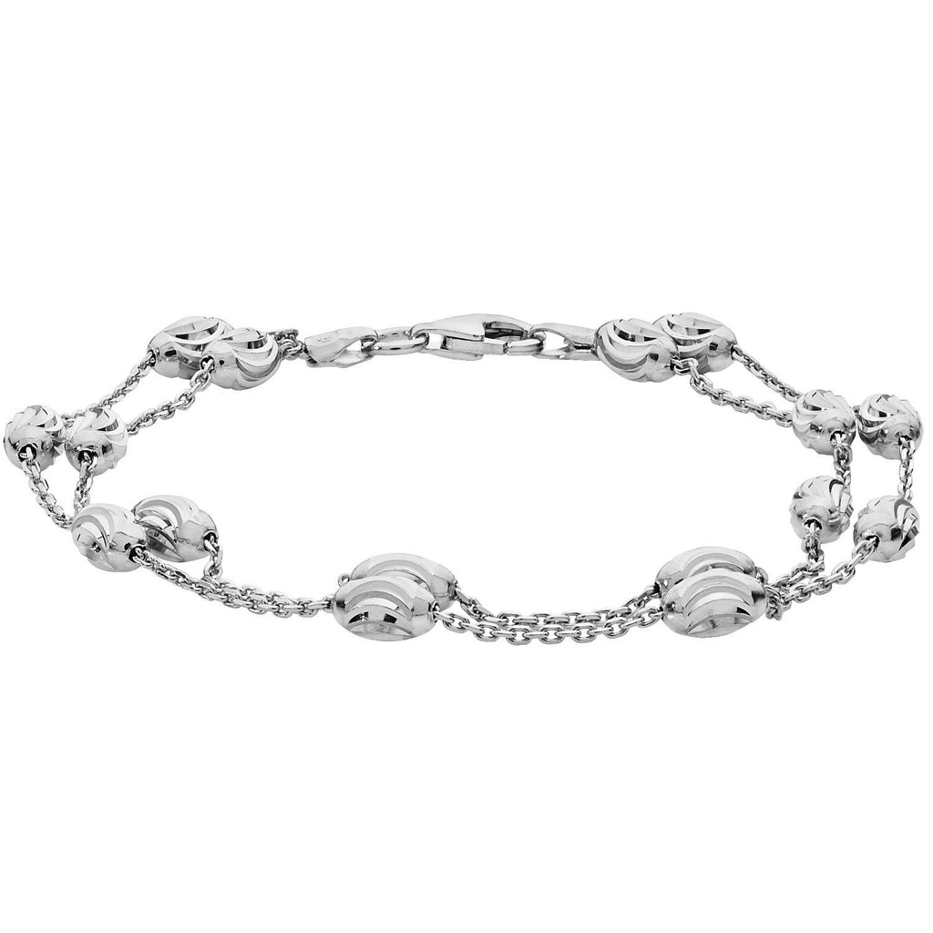 Sterling Silver Ladies Bracelet with Oval Beads - NiaYou Jewellery