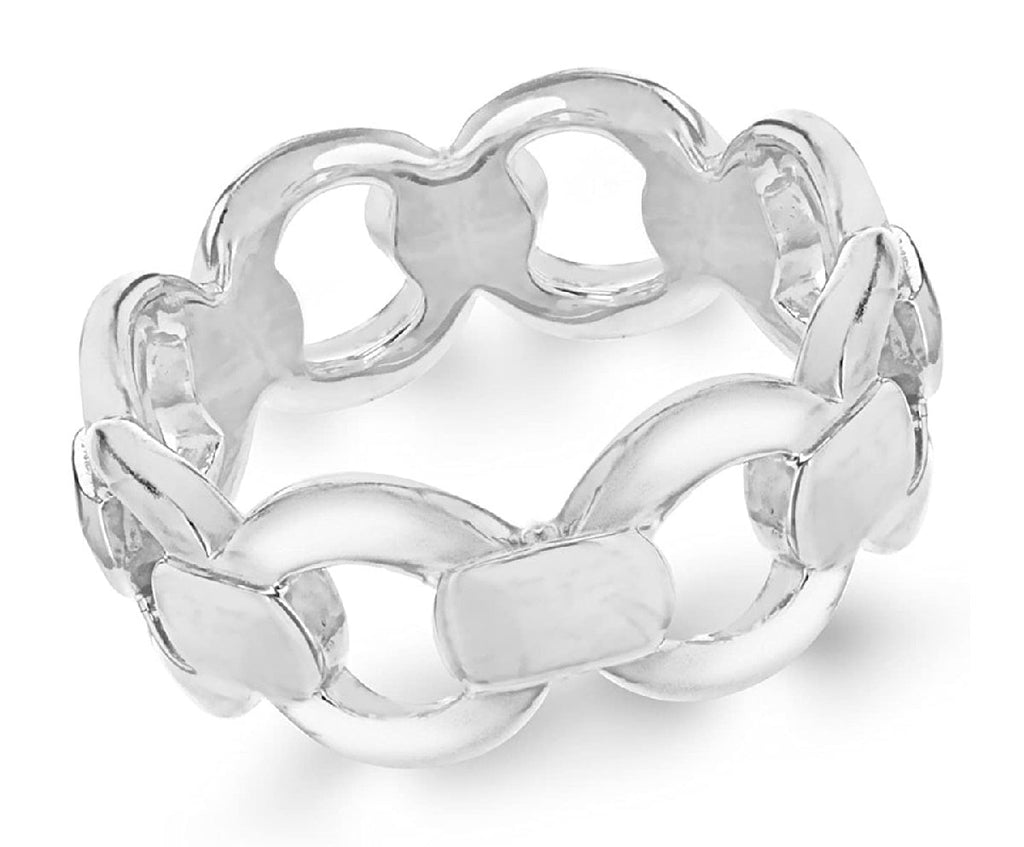 Sterling Silver Oval Chain Link Band Ring - NiaYou Jewellery