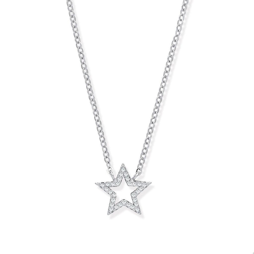 Sterling Silver Pave Cubic Zirconia Star Necklace - NiaYou Jewellery