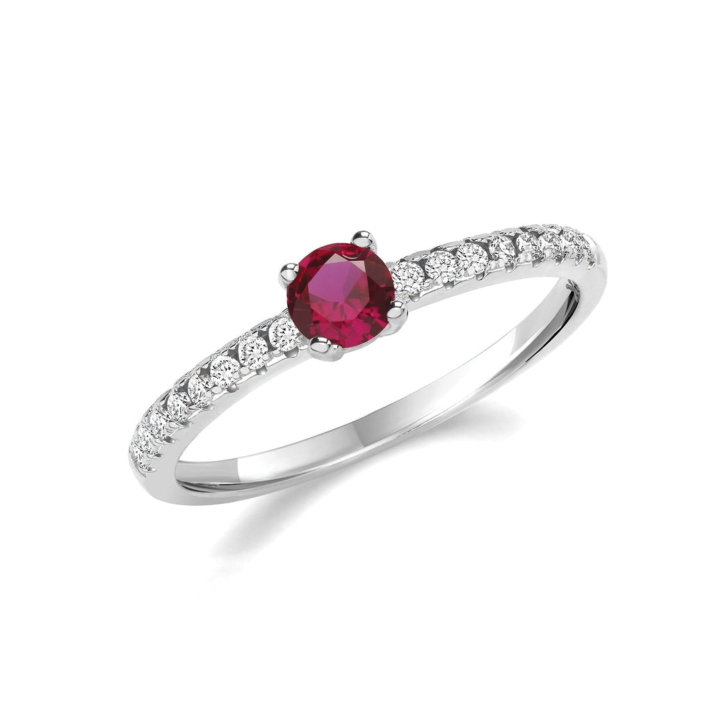 Sterling Silver Red Cubic Zirconia Solitaire Ring - NiaYou Jewellery