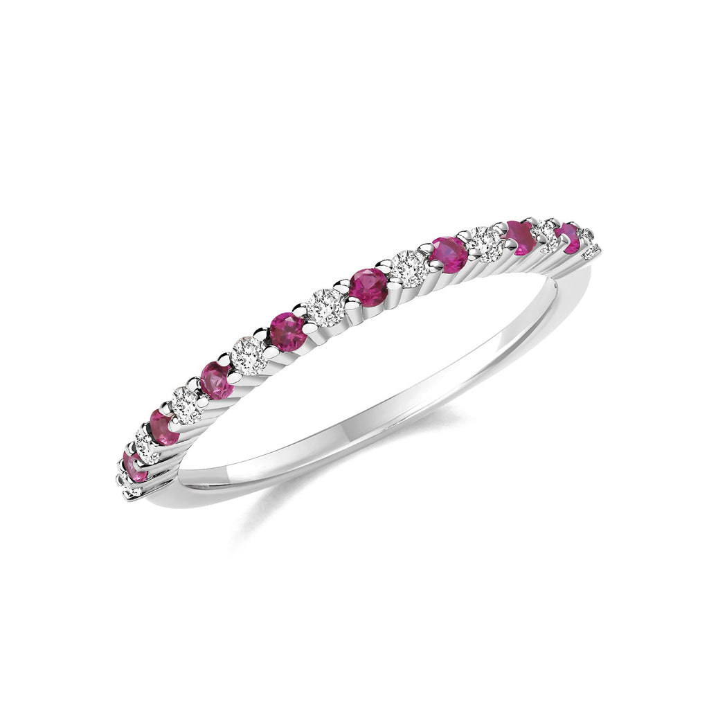 Sterling Silver Red Ruby Cubic Zirconia Half Eternity Ring - NiaYou Jewellery