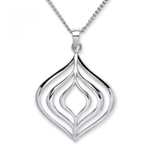 Sterling Silver Rhodium Plated Open Leaf Pendant - NiaYou Jewellery