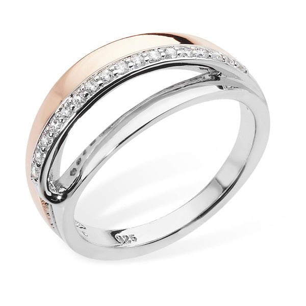 Sterling Silver Rose Gold Open Band Ring - NiaYou Jewellery