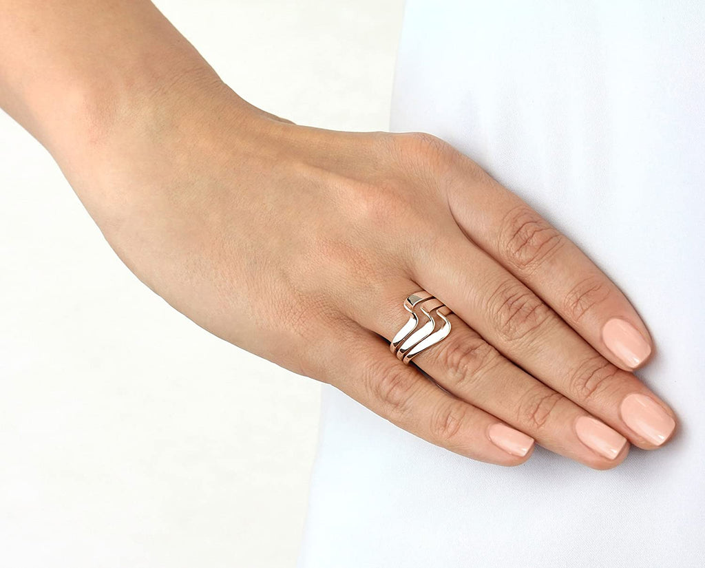 Sterling Silver Triple Wave Band Ring - NiaYou Jewellery