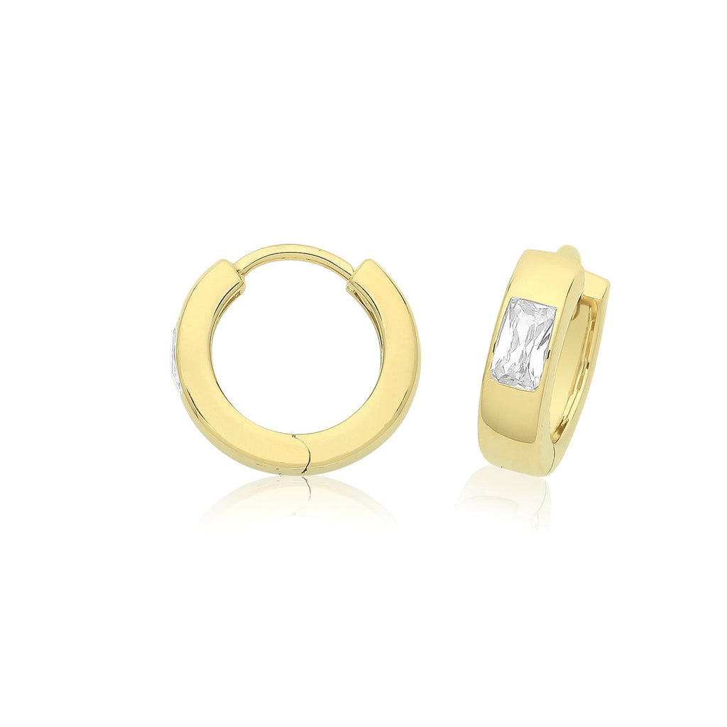 Sterling Silver Yellow Gold CZ Hinged Hoop Earrings - NiaYou Jewellery