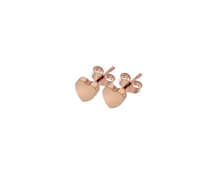 9 ct Rose Gold Solid Heart Stud Earrings 8 MM - NiaYou Jewellery