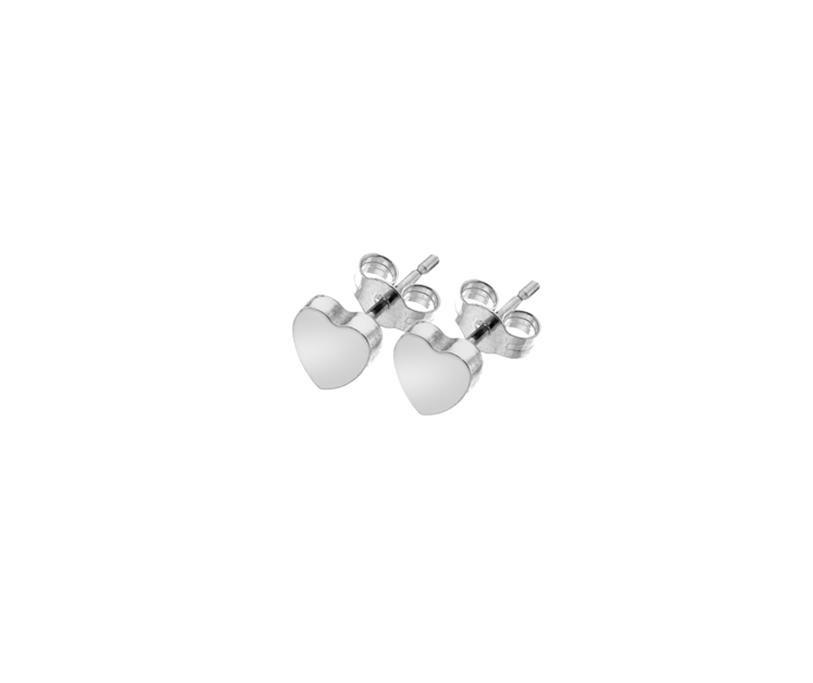 9 ct White Gold Solid Heart Stud Earrings 8 MM - NiaYou Jewellery