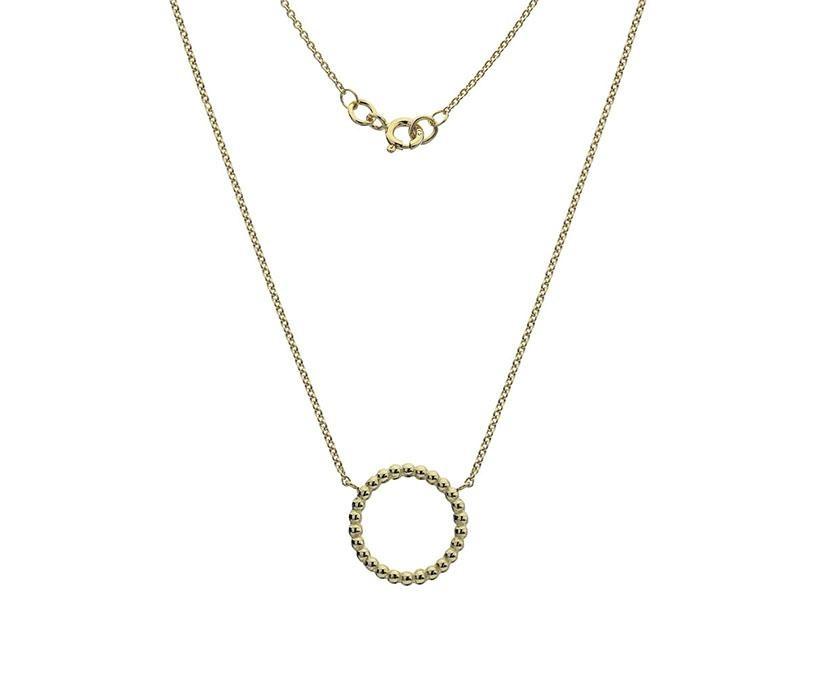9 ct Yellow Gold Beaded Circle Pendant Necklace - NiaYou Jewellery