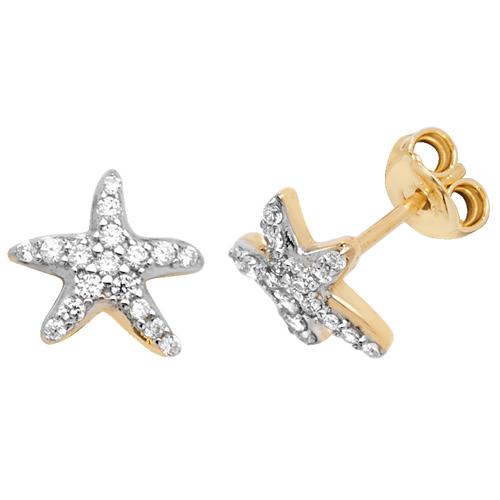 9 Ct Yellow Gold Cubic Zirconia Starfish Stud Earrings - NiaYou Jewellery