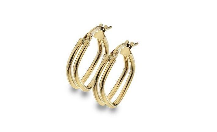 9 ct Yellow Gold Double Square Hoop Earrings 12 MM - NiaYou Jewellery