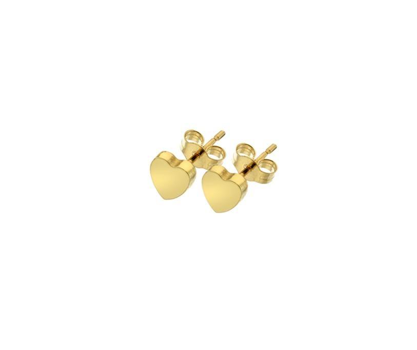 9 ct Yellow Gold Solid Heart Stud Earrings 8 MM - NiaYou Jewellery