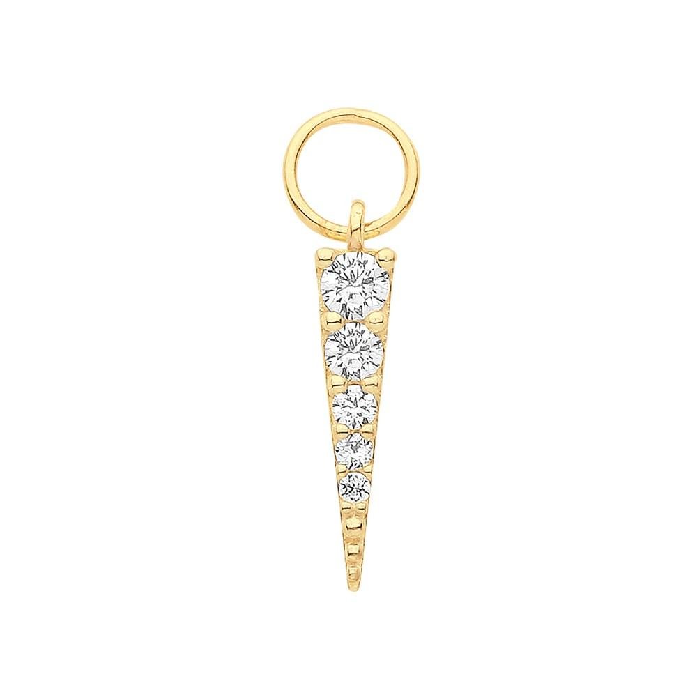 9ct Gold Clear CZ Spike Hoop Earring Charm - NiaYou Jewellery