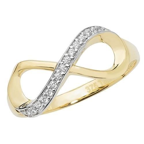 9ct Gold Infinity Ring Half Cubic Zirconia - NiaYou Jewellery