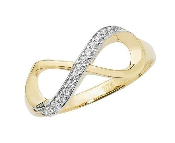 9ct Gold Infinity Ring Half Cubic Zirconia - NiaYou Jewellery
